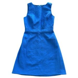 J. Crew Bright Blue Textured Sleeveless A-Line Dress